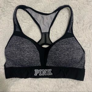 PINK x VS Black & Grey Mesh Detail Ultimate Push-Up Sports Bra Size Small
